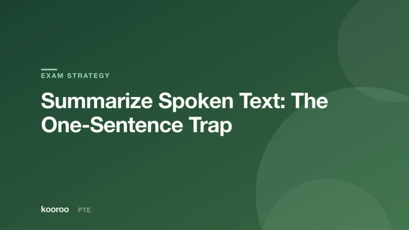 Kooroo blog cover on the Summarize Spoken Text one-sentence trap
