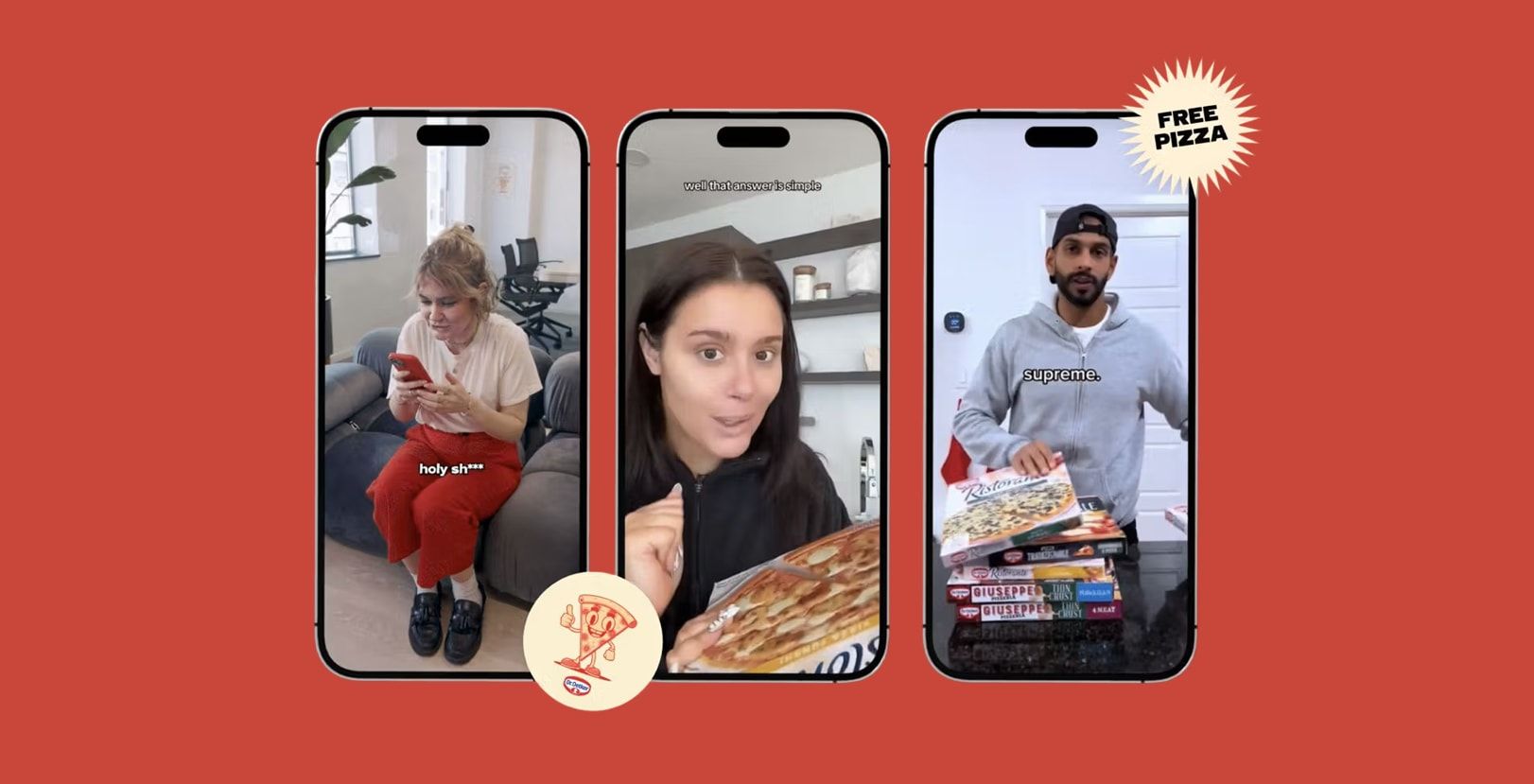 Dr. Oetker logo over a pizza with the hashtag frozen pizza publicist