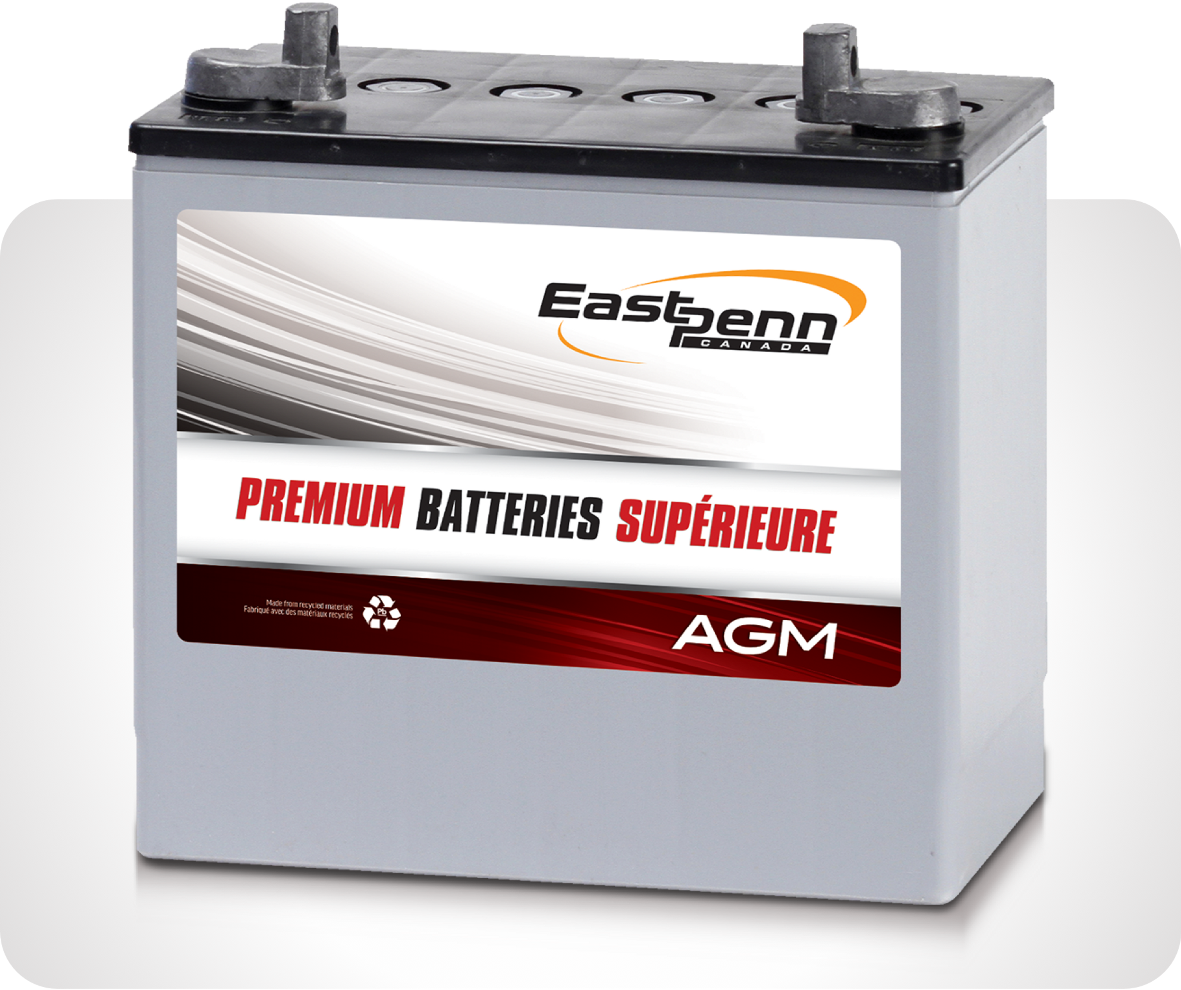 Picture of small silver single East Penn brand premium AGM battery