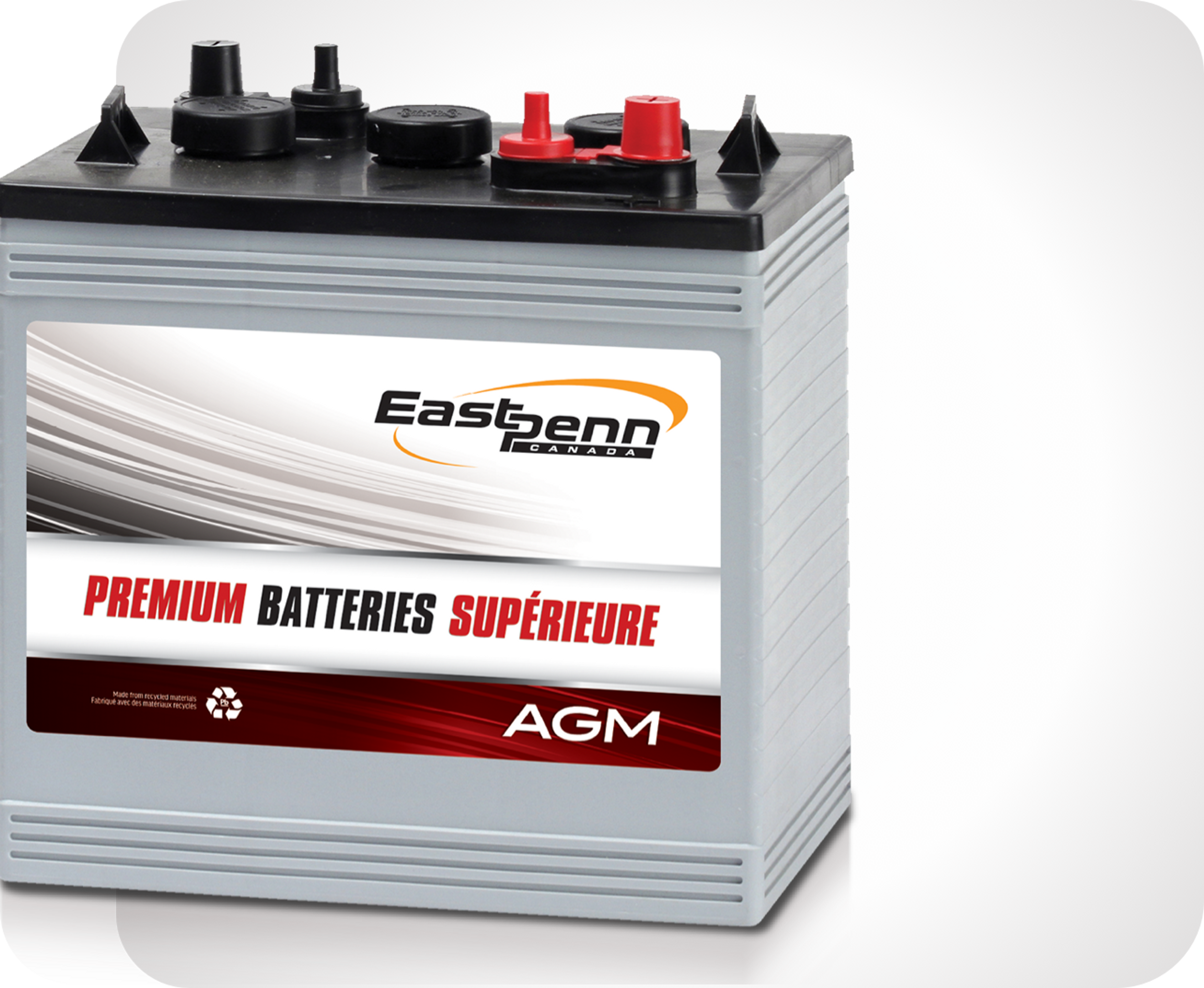 Picture of small silver single East Penn brand premium AGM battery