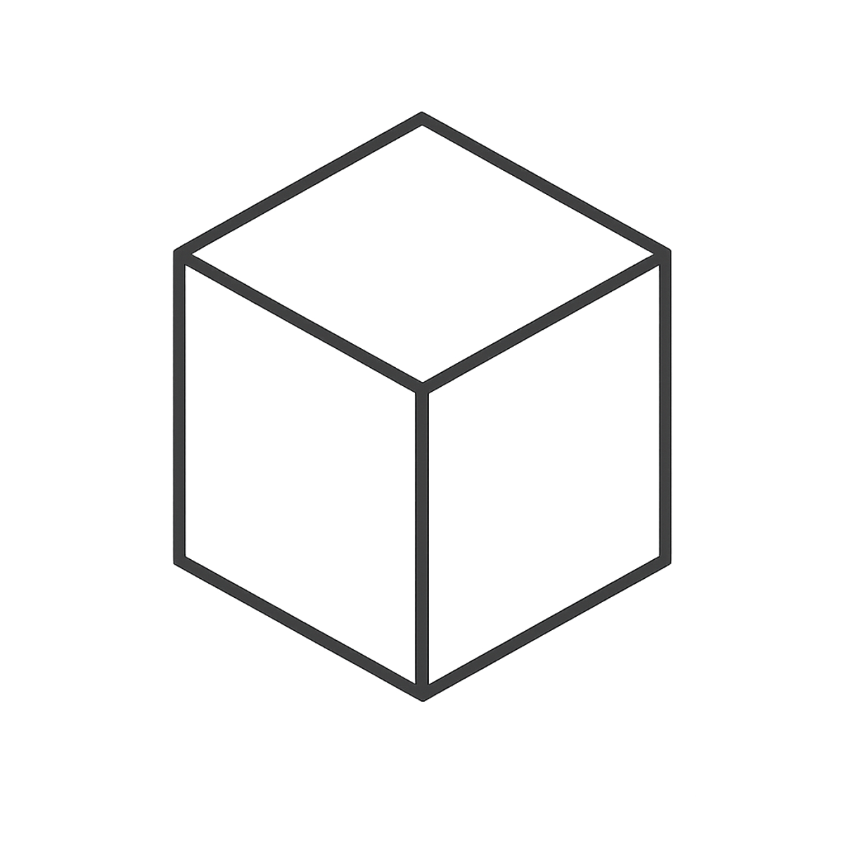 Line illustration of a 3D cube