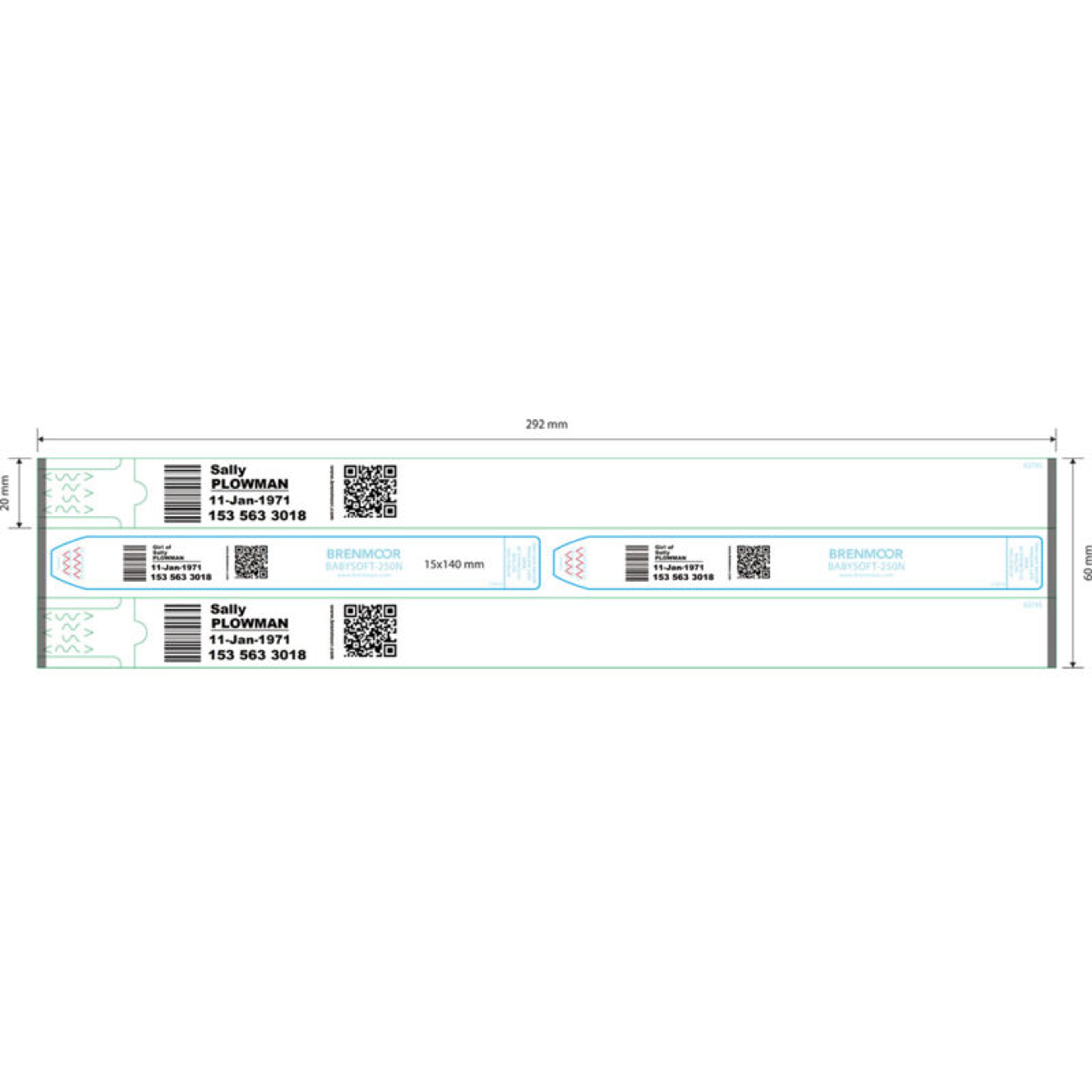 Family BABYSOFT multi-part 20mm parent & extra-soft baby dual printable wristband - 2