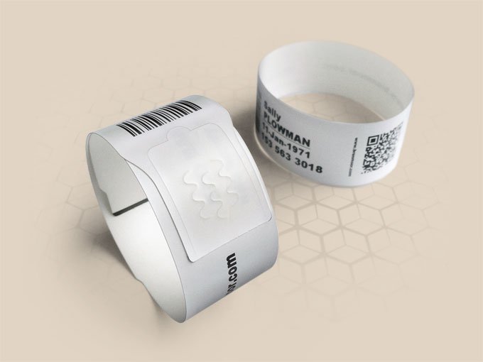 ECO100 shaped 30mm self-adhesive adult hospital wristband