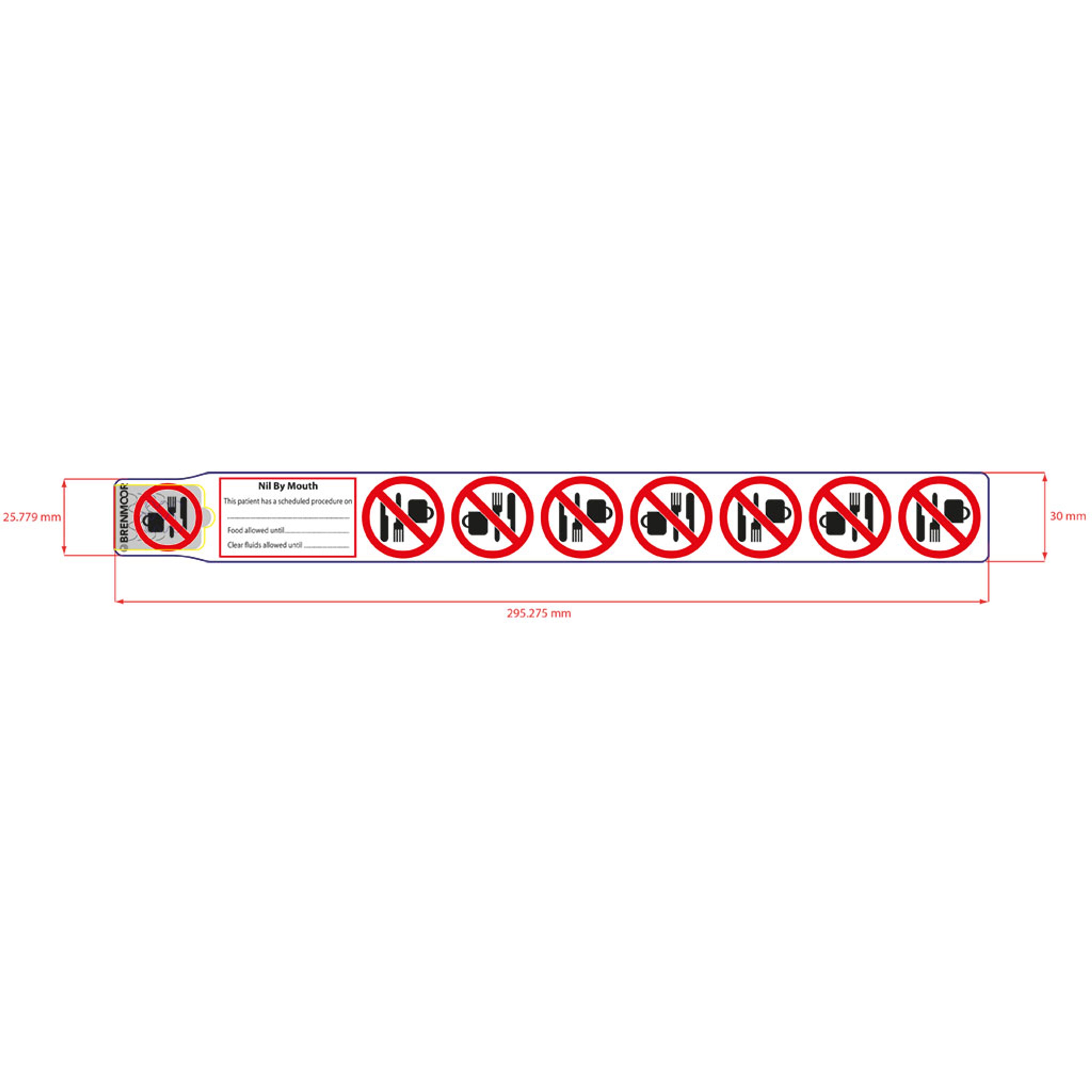 NIL BY MOUTH pre-printed alert 30mm hospital wristband - 2