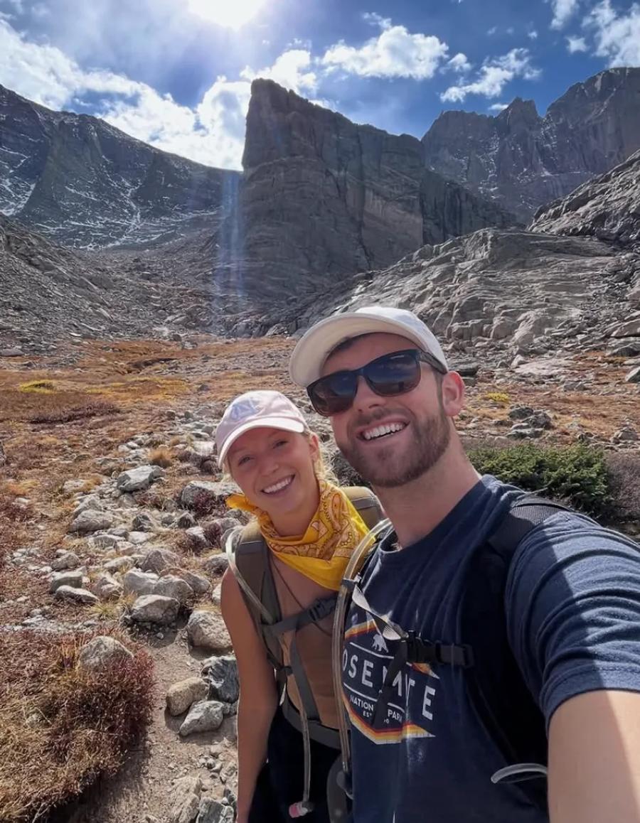 Michael and Amy hiking in the mountains