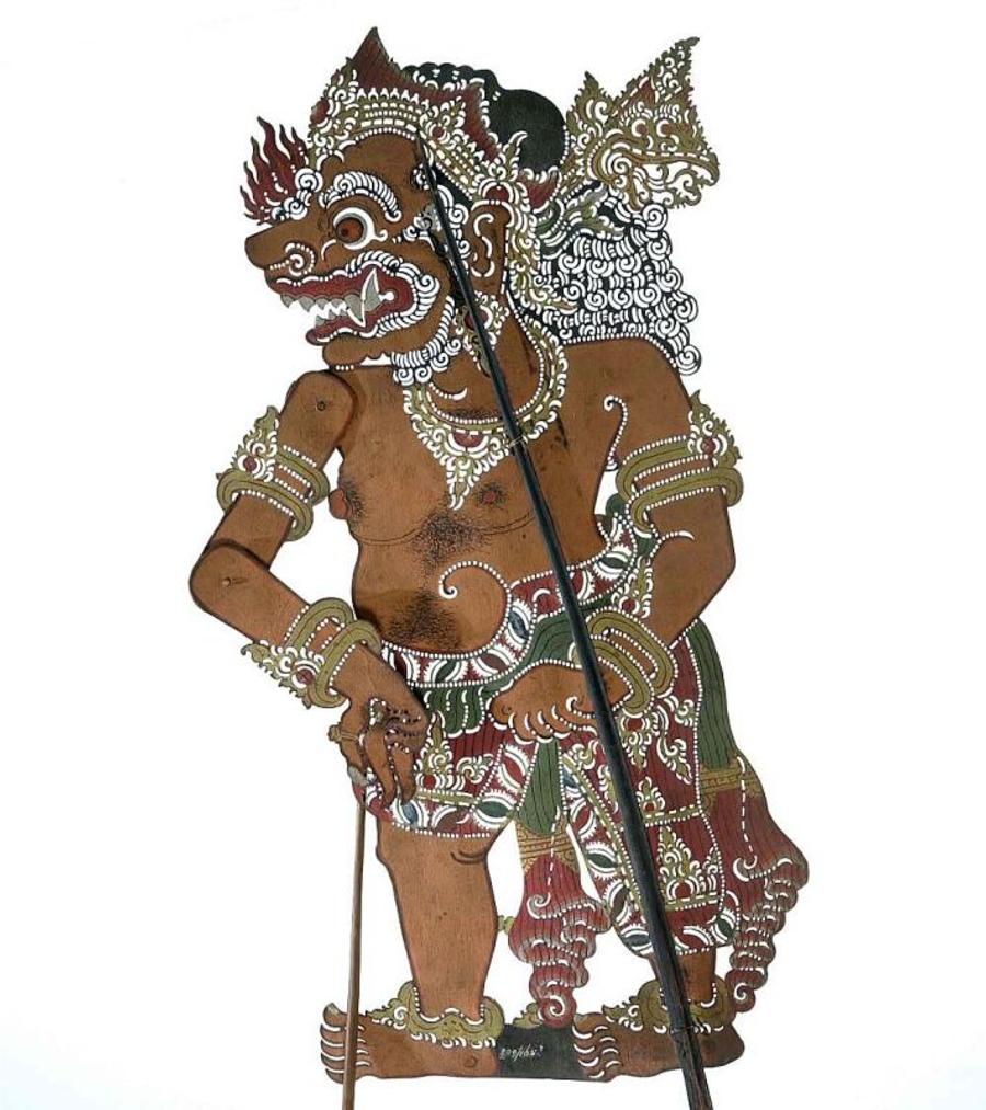 Śuka and Sāraṇa — COLLECTIE TROPENMUSEUM Wajangpop van karbouwenhuid voorstellende Sukasarana TMnr 809-165r