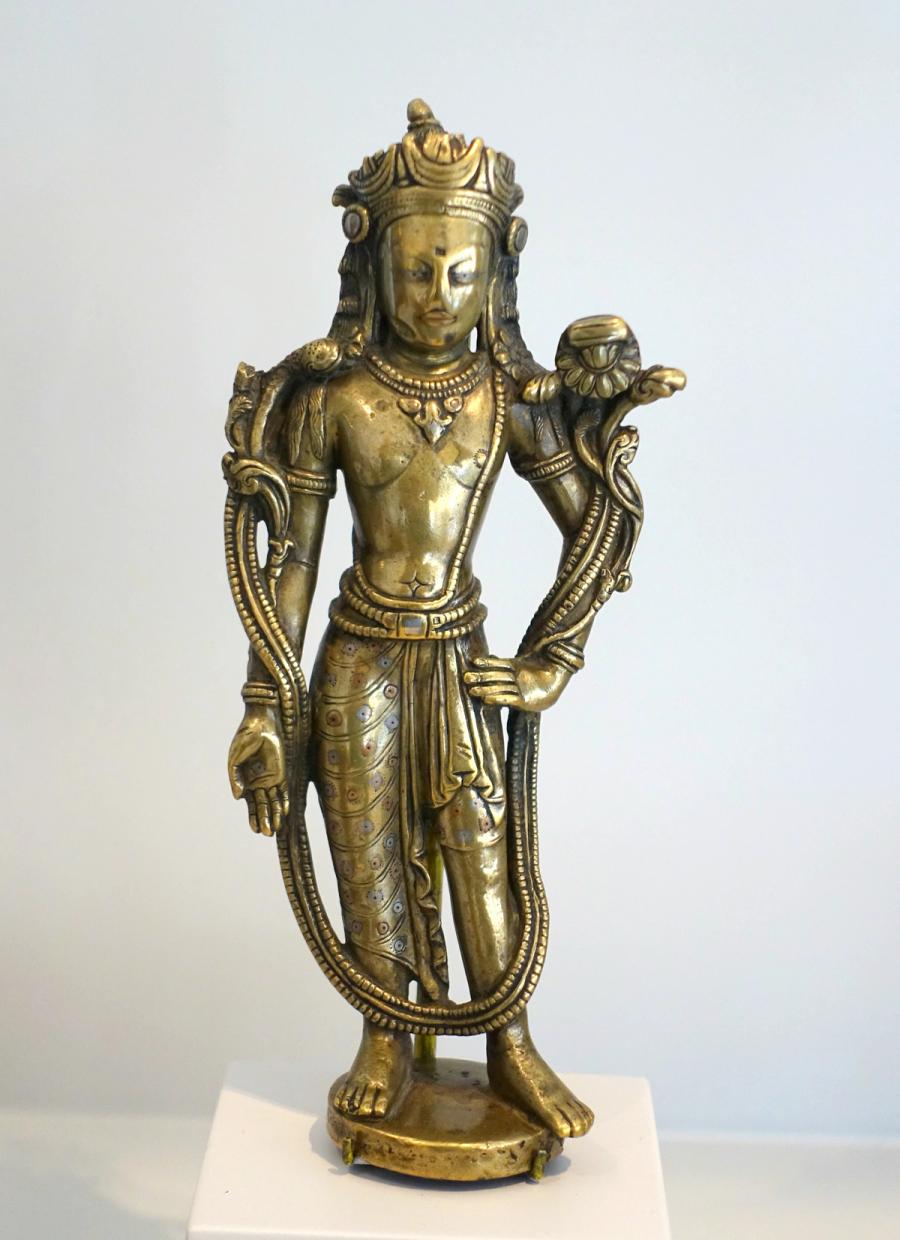 Karkoṭa dynasty — Standing Bodhisattva Manjushri Holding a Book, India, Kashmir, Karkota dynasty, 7th-8th ce
