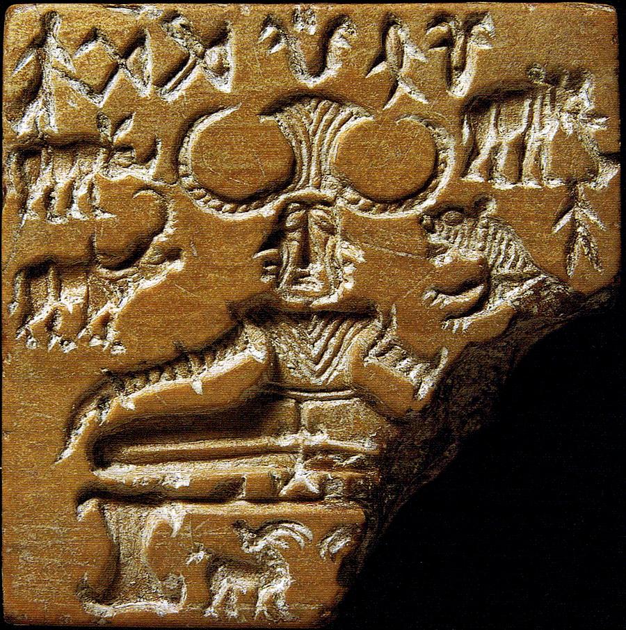Indus Valley steatite seal from Mohenjo-daro showing a horned seated figure, the so-called Pashupati seal.