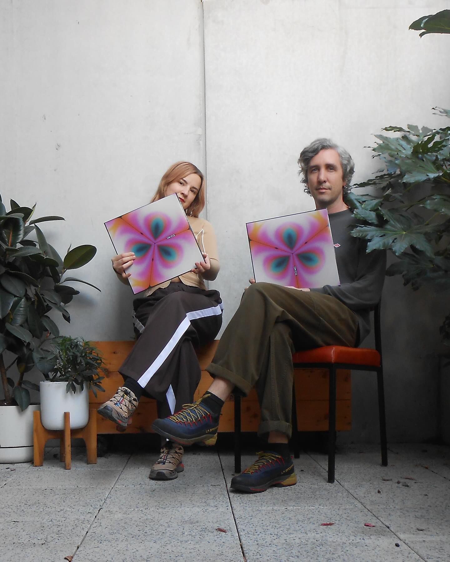 OK EG with copies of their LP ‘Heatwave’ from 2024