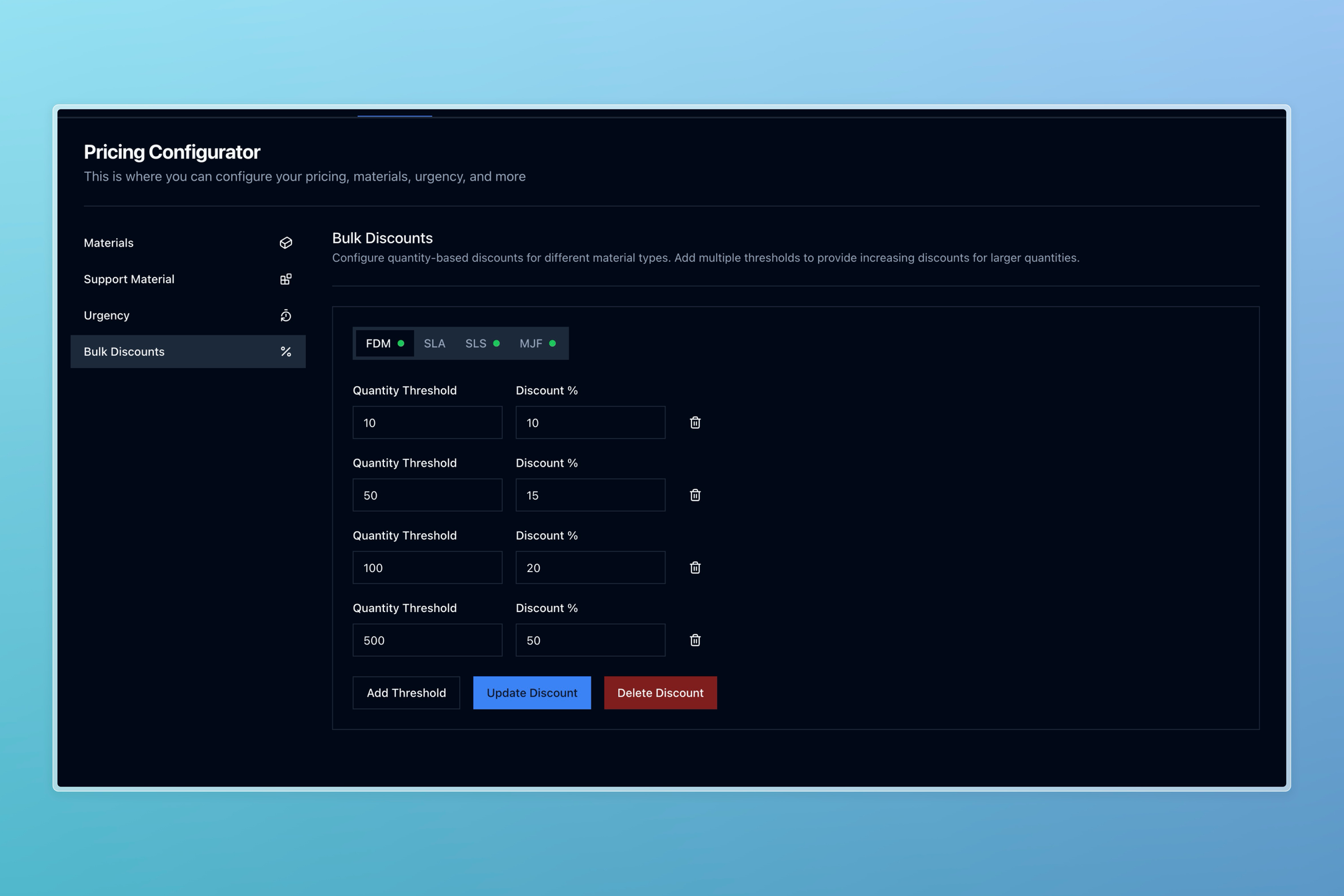 Bulk Discounts Editor