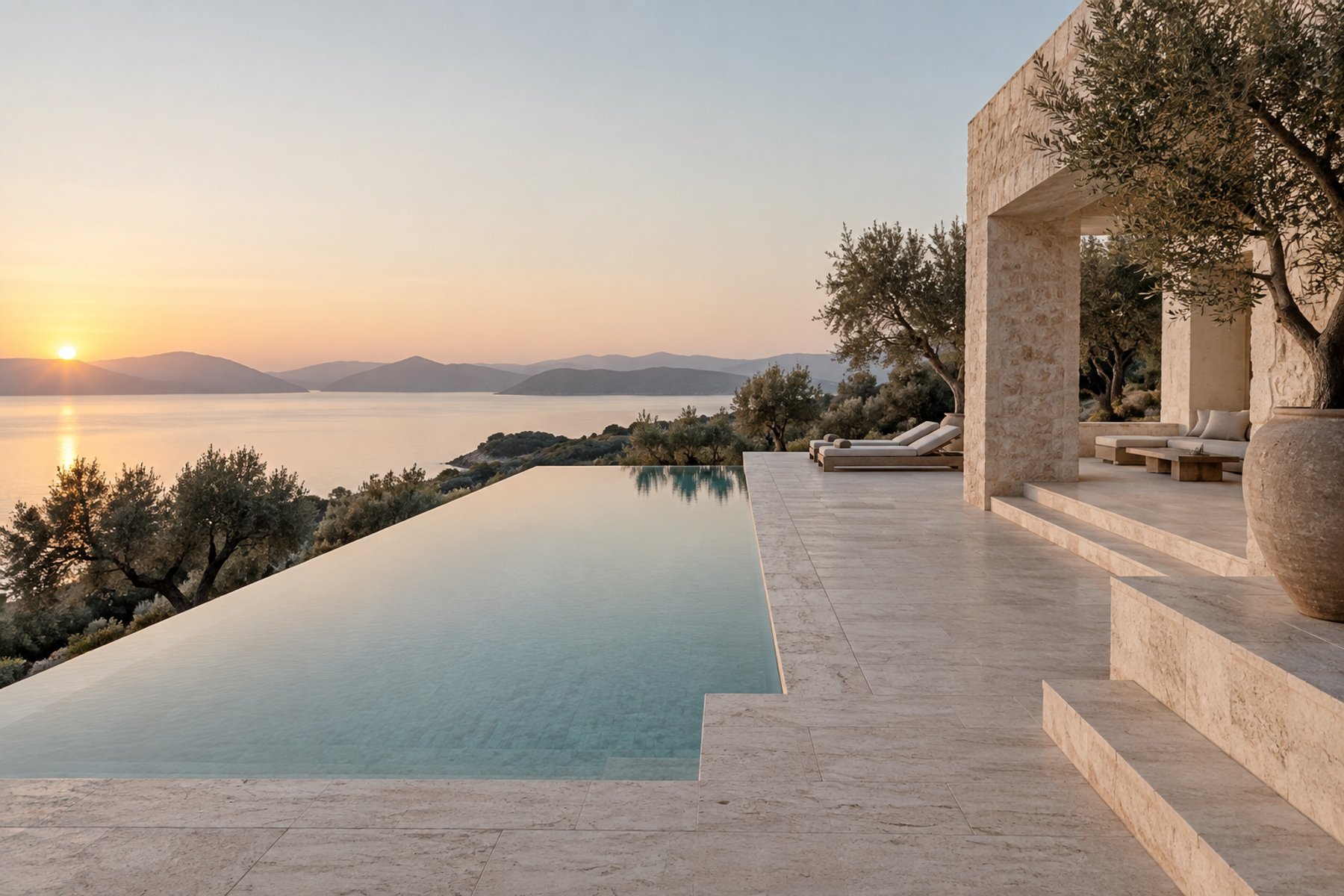 Mediterranean pool terrace at Villa Maré