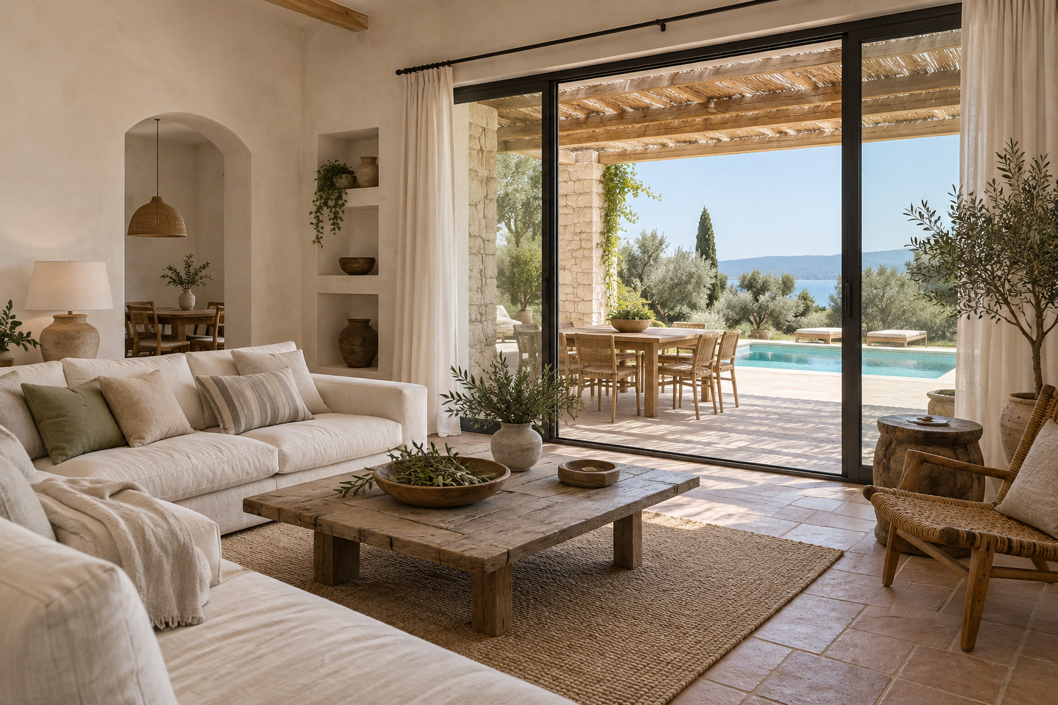 Bright living room opening onto the terrace
