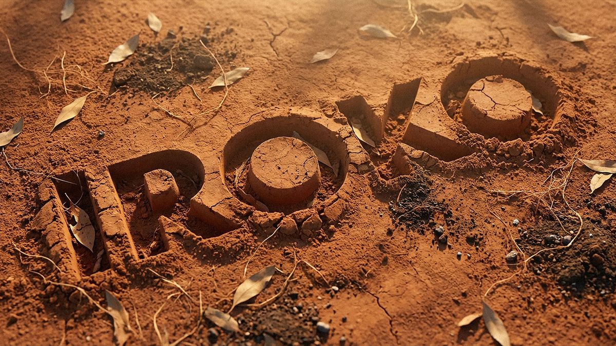 iroko logo embossed into red earth