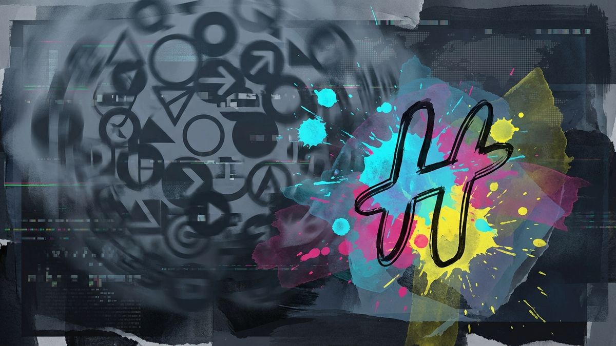 Abstract illustration of multiple similar brand logos blending together, symbolising AI-generated sameness