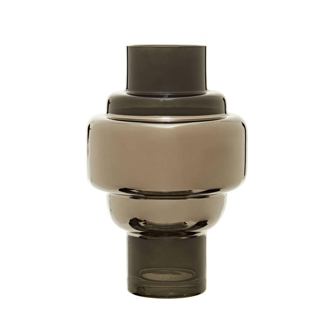 Cayden Small Smoked Black And Silver Vase | Kaiku
