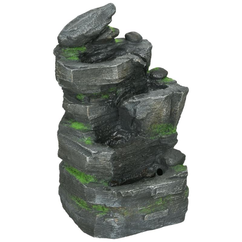 Garden Water Feature with LED Lights, Dark Grey | Kaiku
