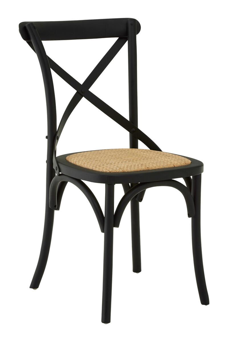 Lyon Black Oak Wood and Rattan Dining Chair | Kaiku