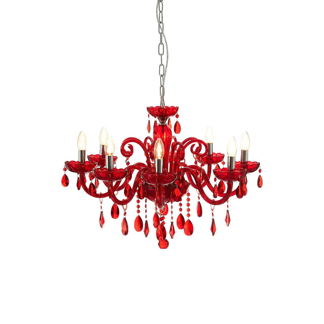 Morano 8 Bulb Red Crystal Glass Chandelier | Kaiku
