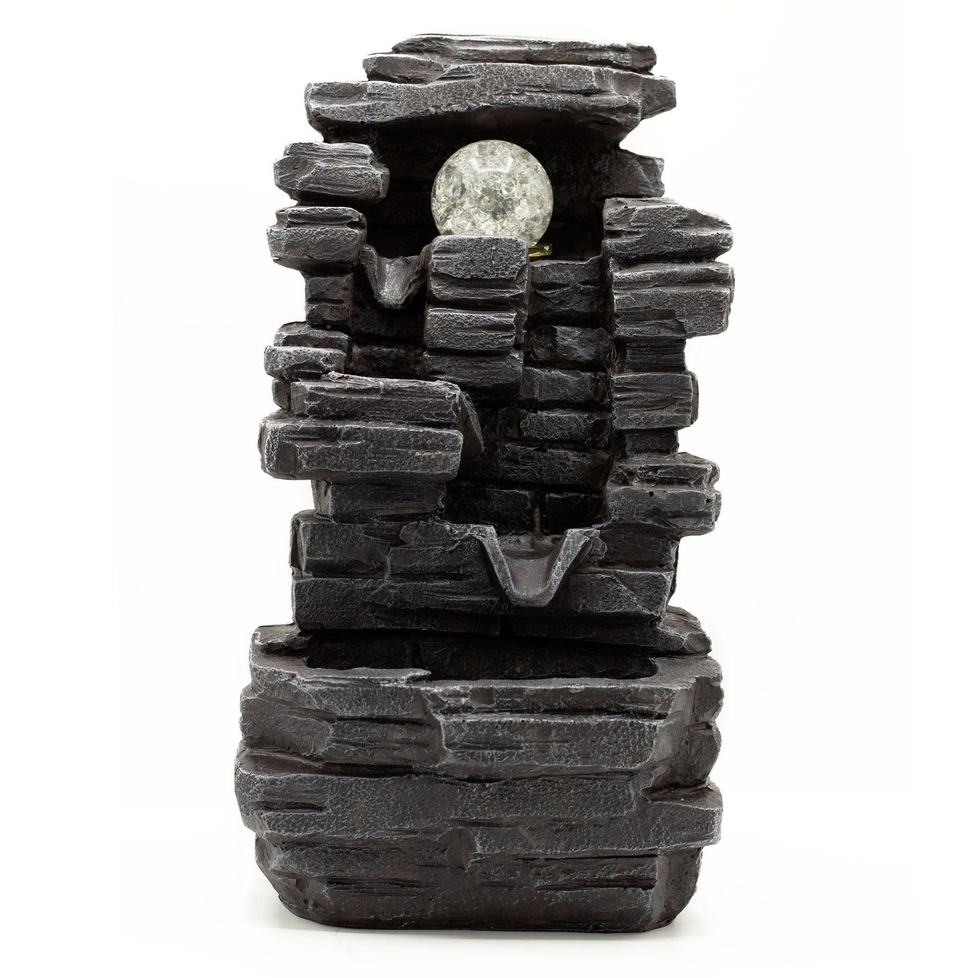 Tabletop Water Feature - Slab Rocks Formation & Crystal Ball | Kaiku