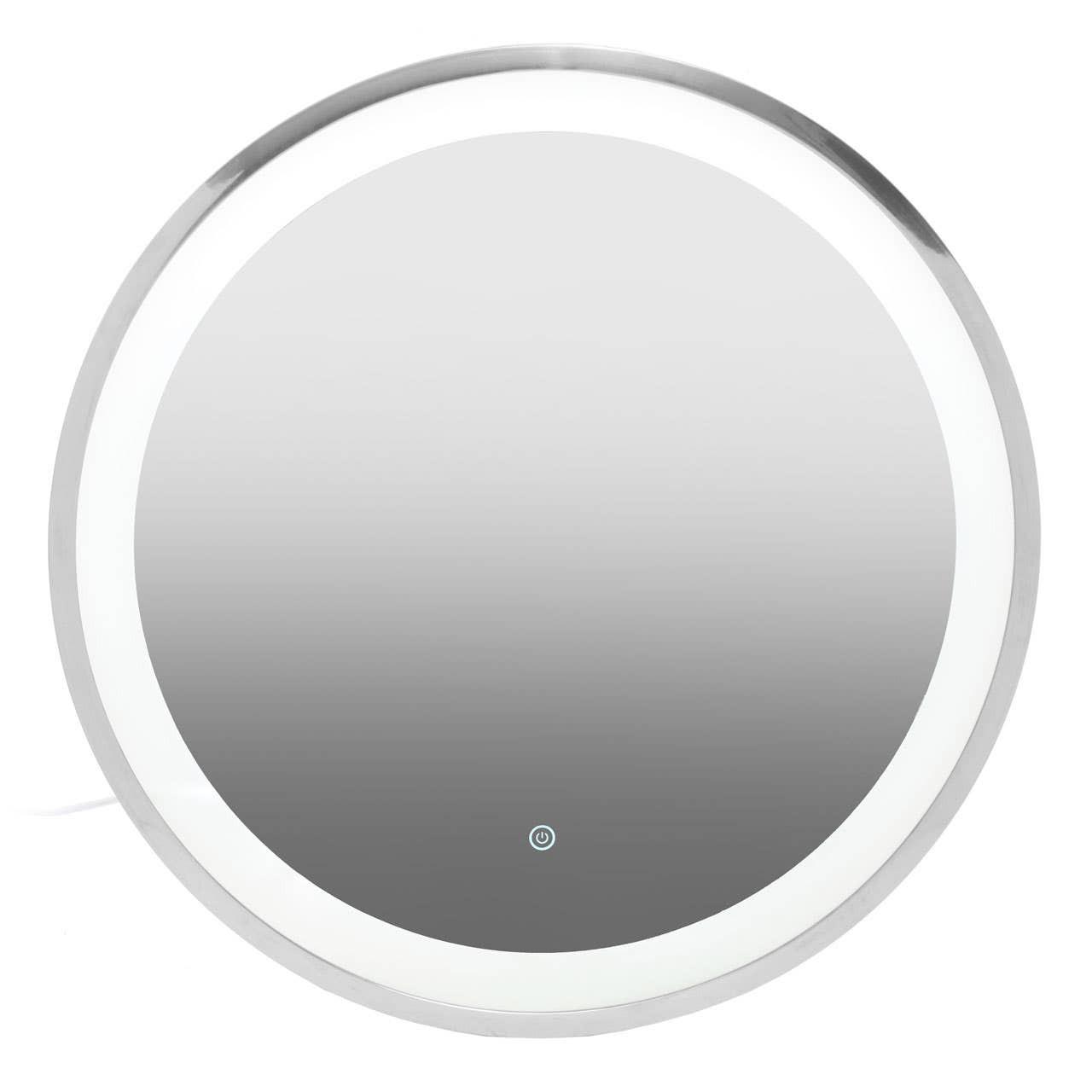 Avelino Illuminated LED Silver Round Mirror | Kaiku