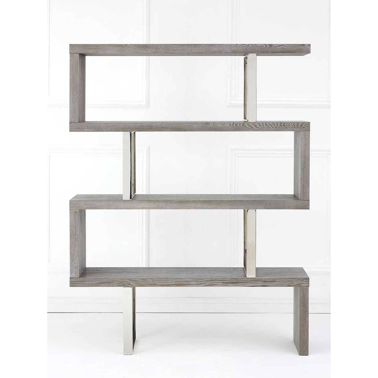 Ulmus Grey Elm Wood 4 Tier Bookshelf | Kaiku