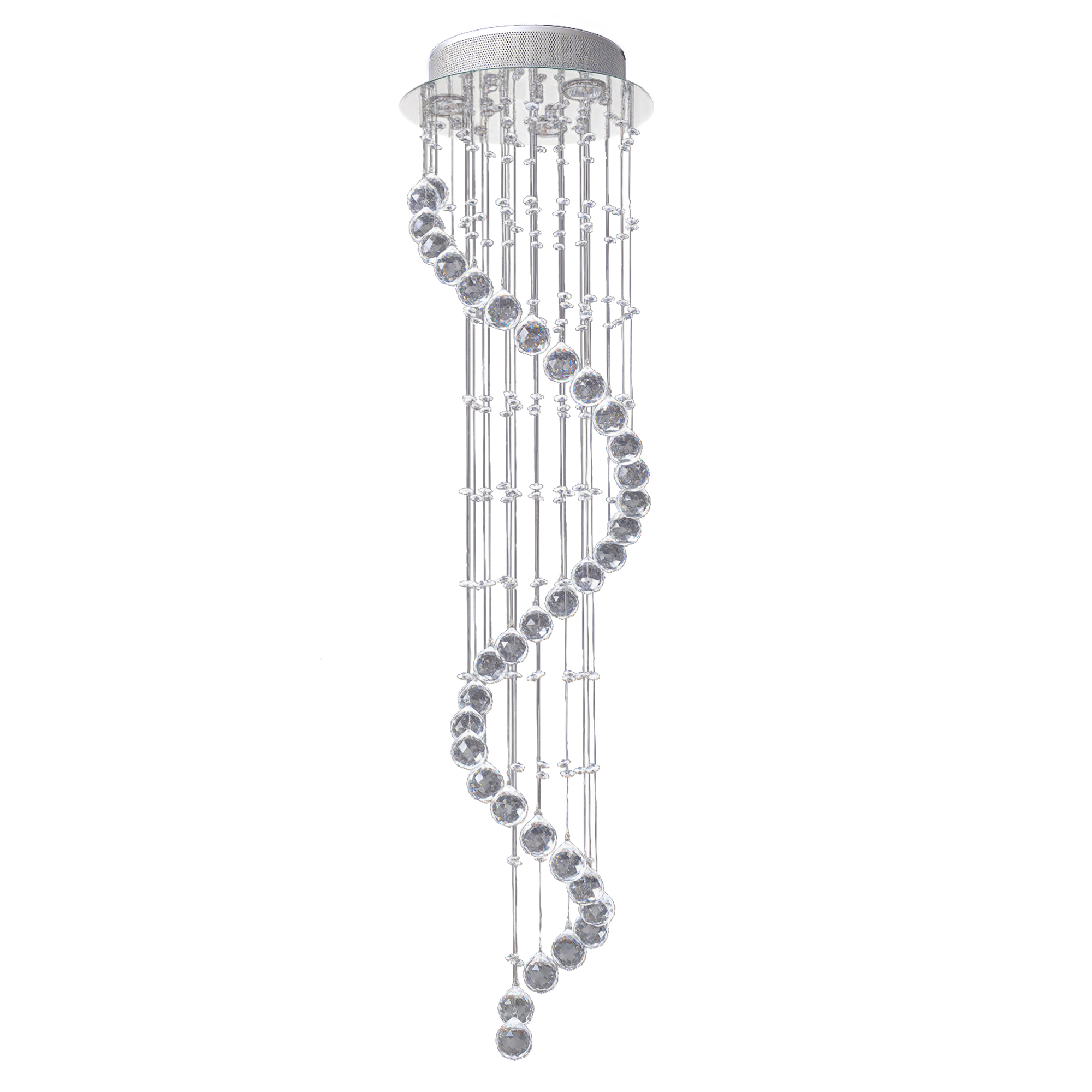 Glass Droplet Pendant Chandelier, Chrome | Kaiku
