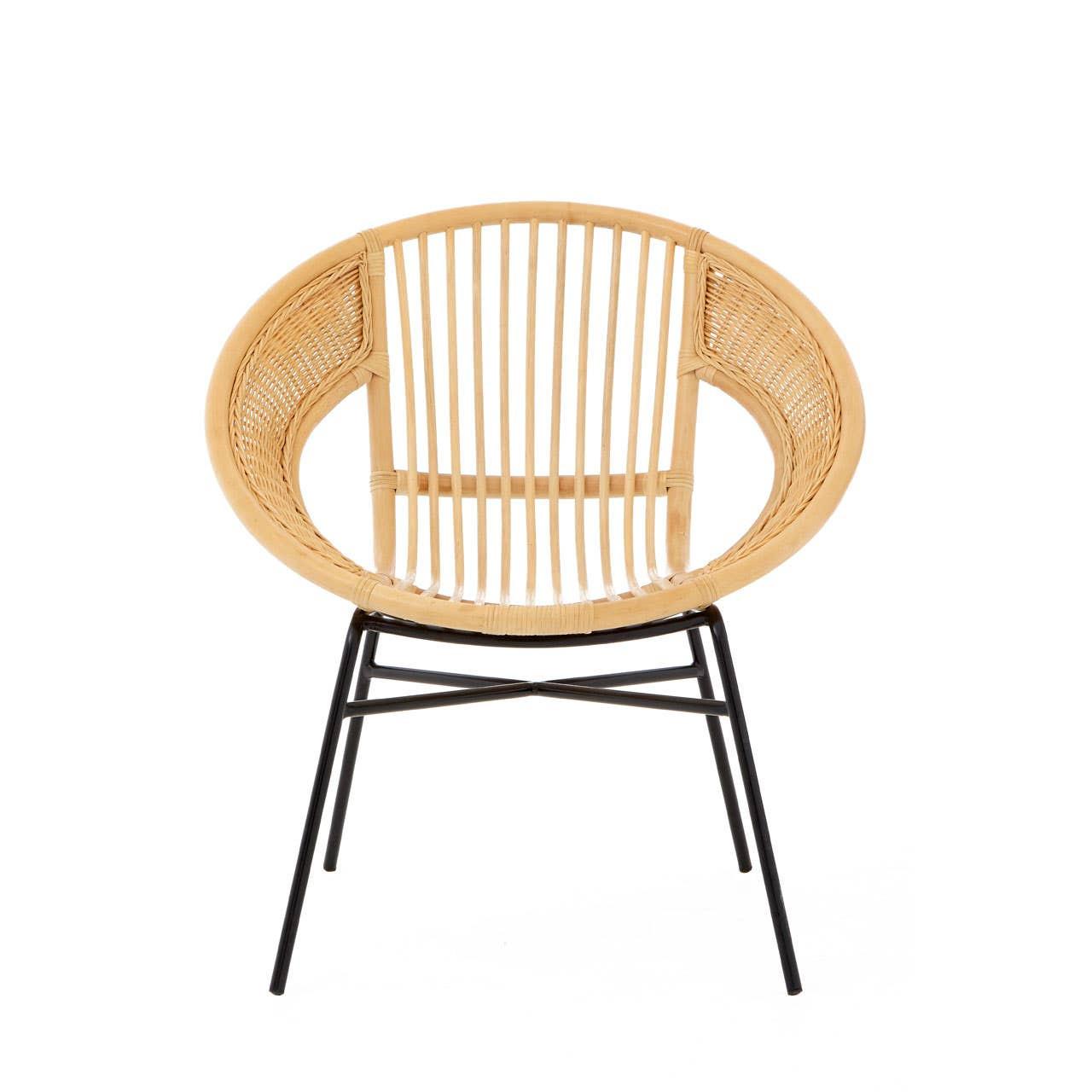 Lagom Natural Rattan And Black Iron Chair | Kaiku