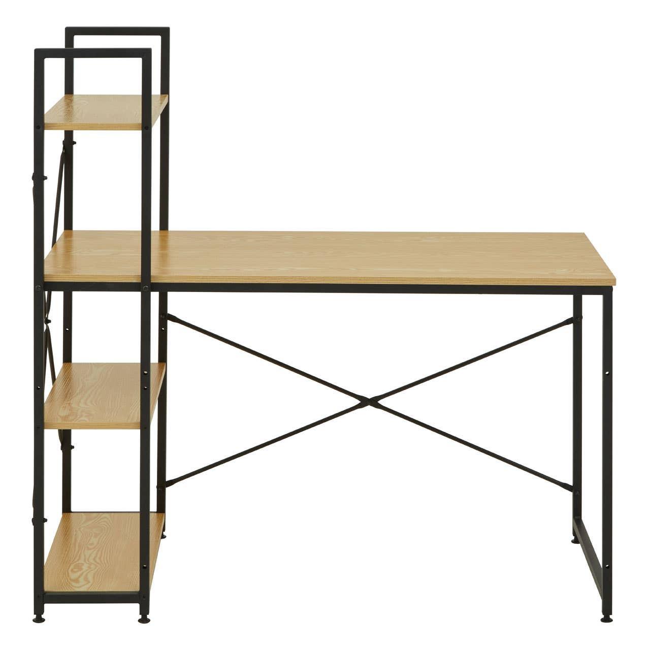 Laxton Light Oak Effect Desk With Shelves | Kaiku