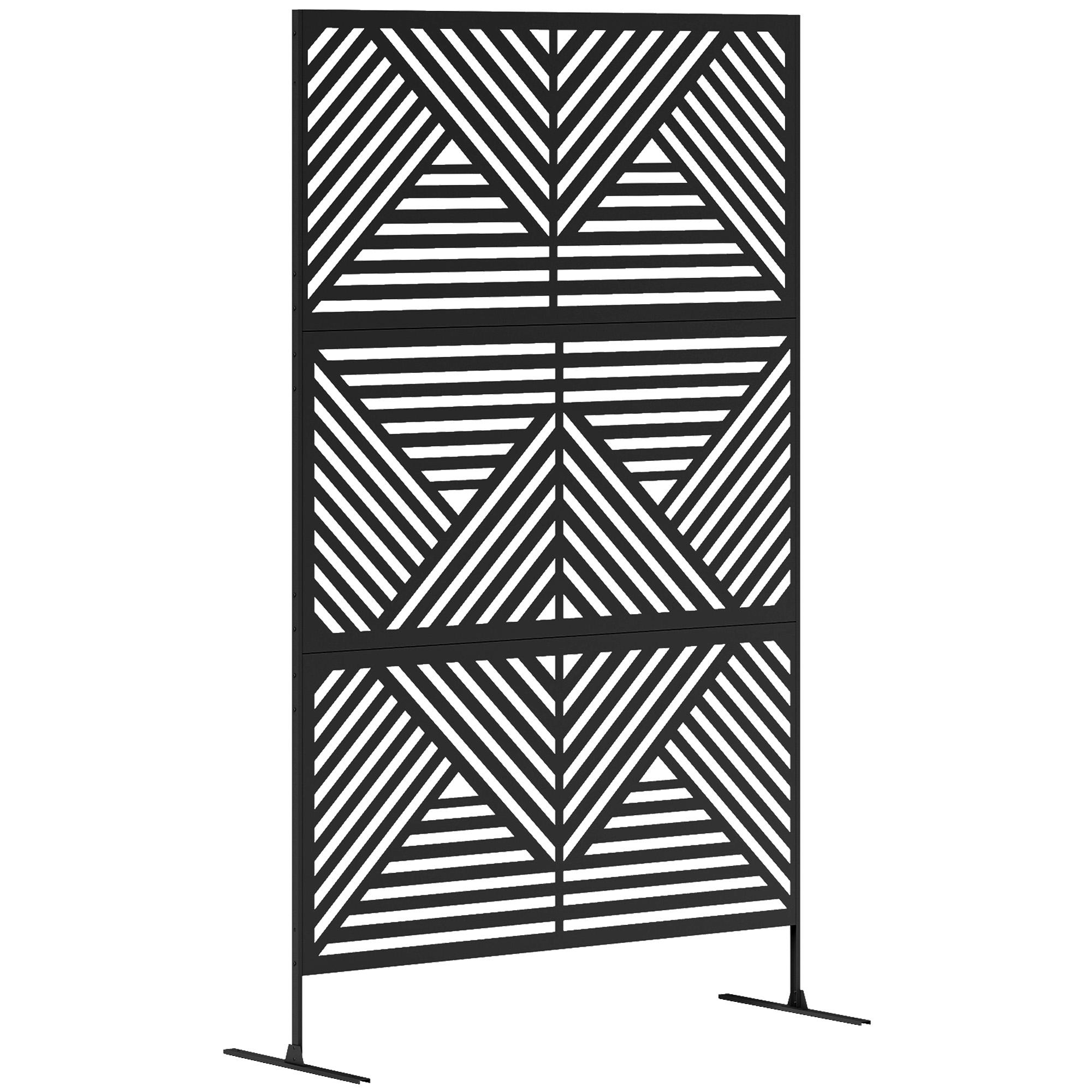 Rhombus Metal Privacy Screen with Stand, Black | Kaiku