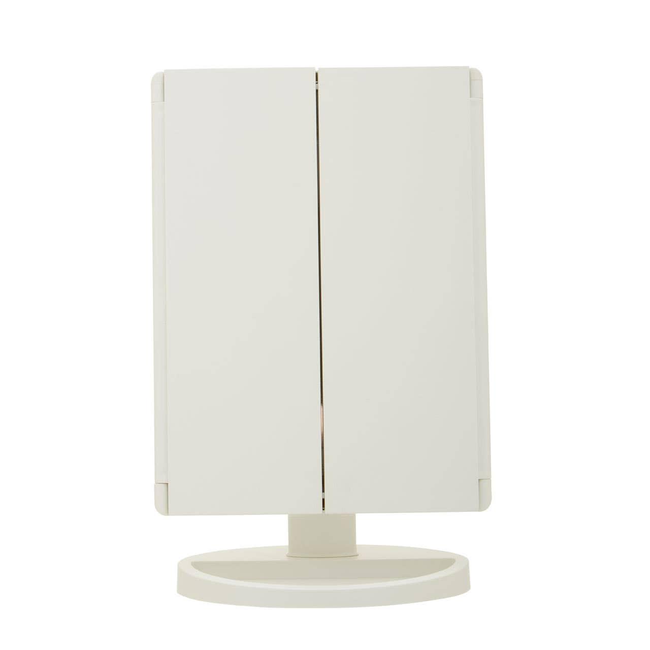 Cassini Tri Fold White LED Table Mirror | Kaiku