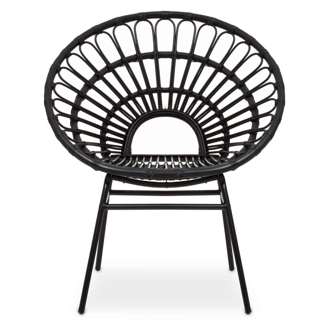 Java Black Rattan Round Back Accent Chair | Kaiku
