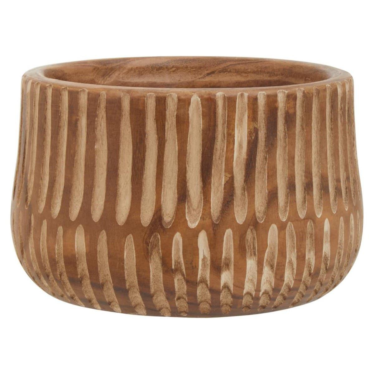 Arlo Large Brown And Natural Wooden Planter | Kaiku