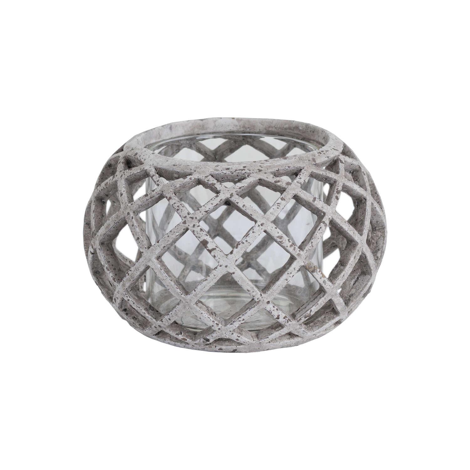 Round Ceramic Lattice Hurricane Lantern | Kaiku