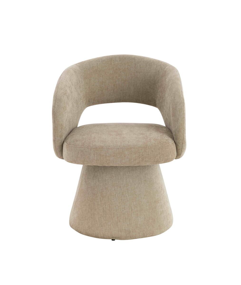 Maxwell Stone Chenille Curved Swivel Dining Chair | Kaiku