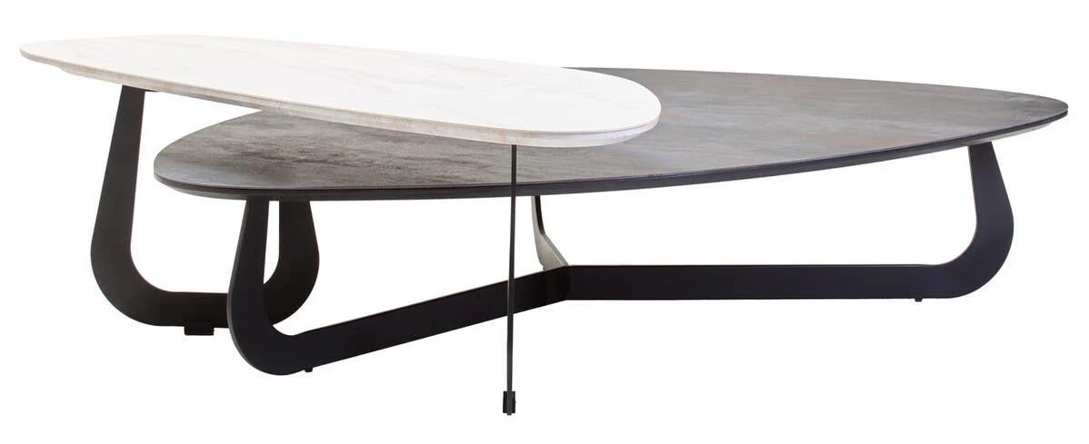 Imperia 2 Tier Large Asymmetrical Ceramic Coffee Table | Kaiku