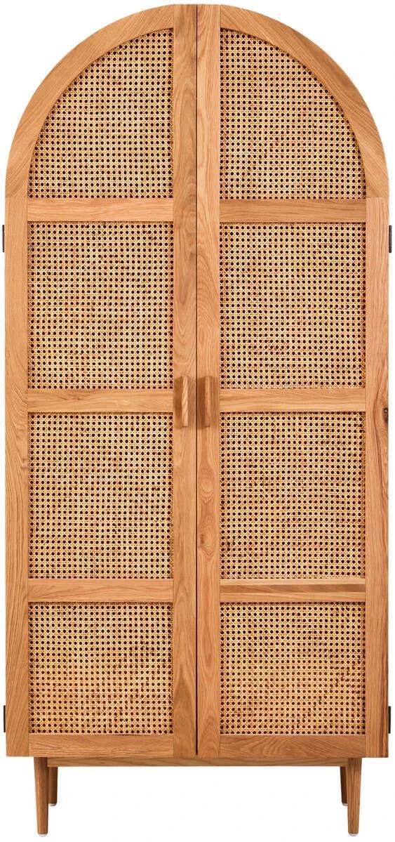 Lyon Rattan and Oak Wood 2 Door Wardrobe | Kaiku