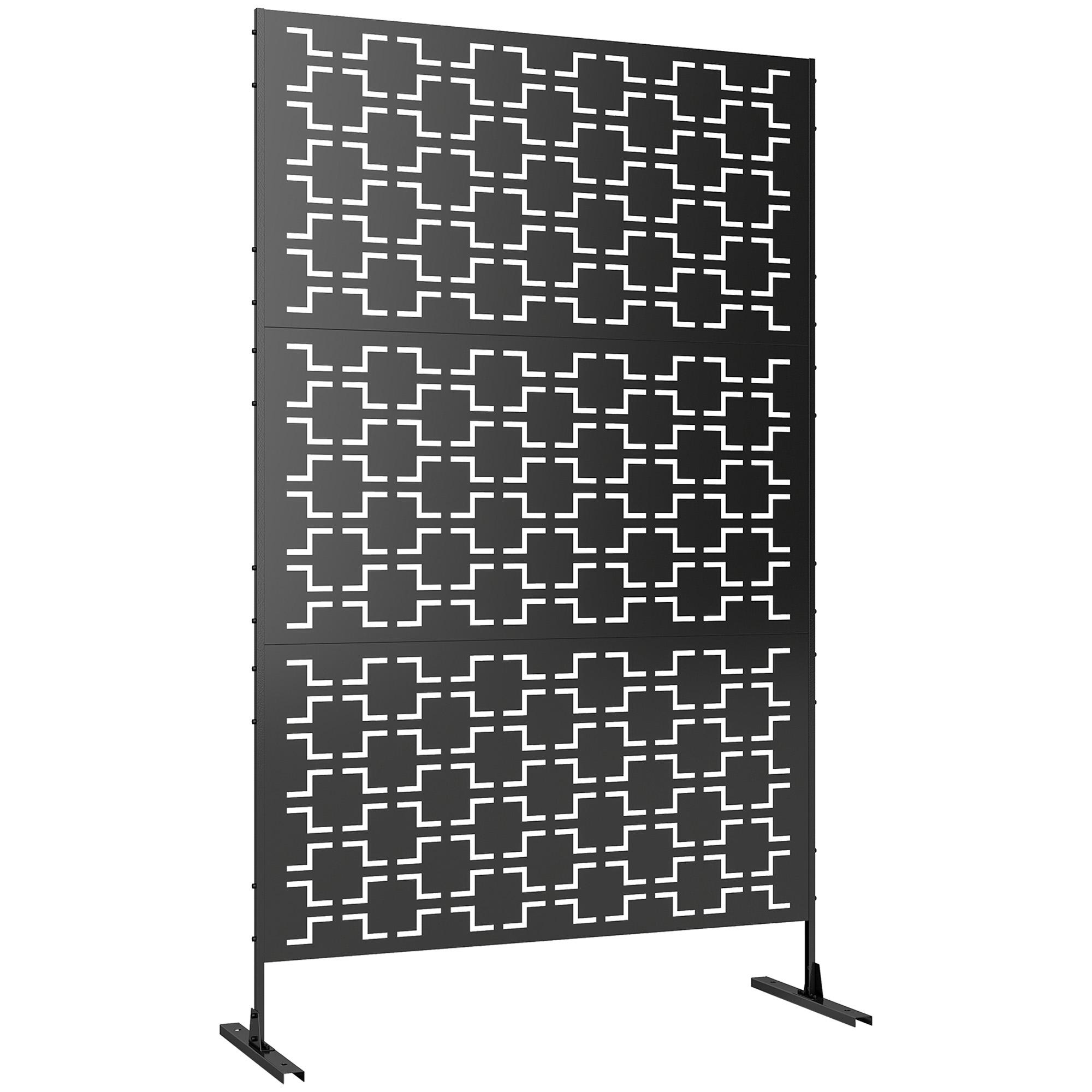 Grid Metal Privacy Screen, Black | Kaiku