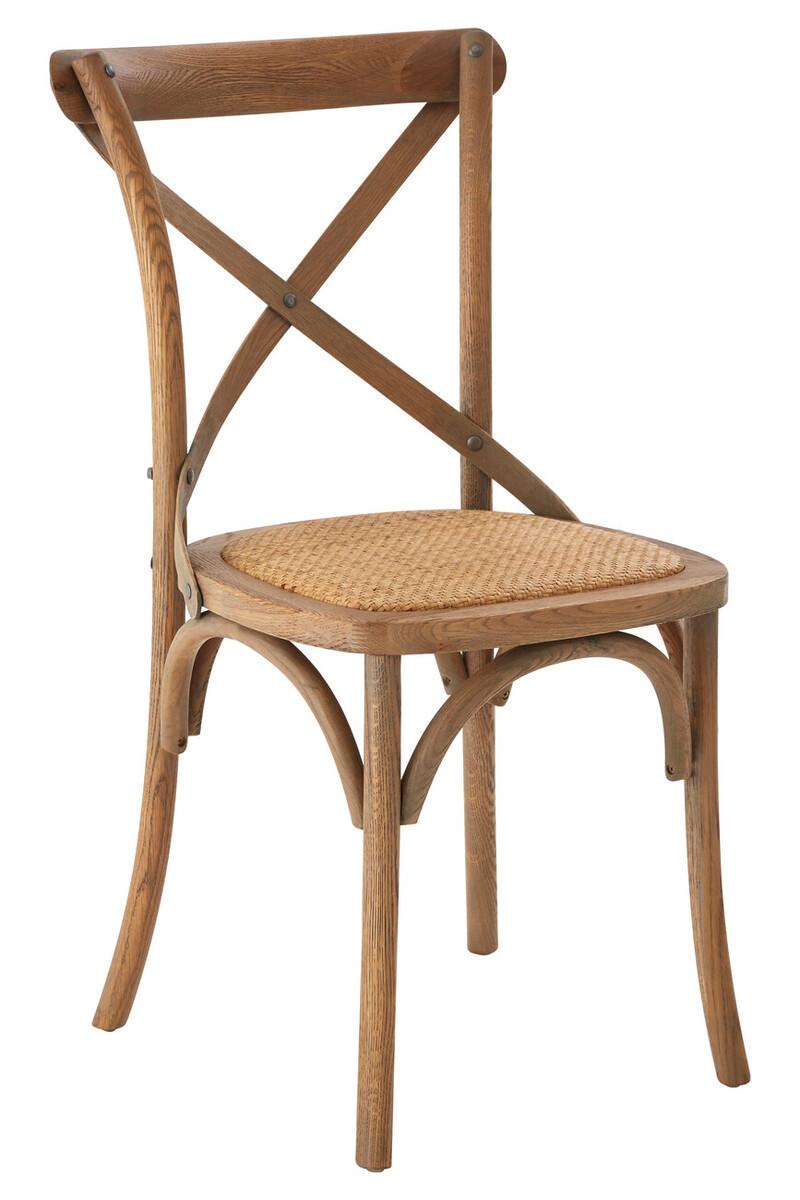 Lyon Grey Oak Wood And Rattan Cross Back Dining Chair | Kaiku