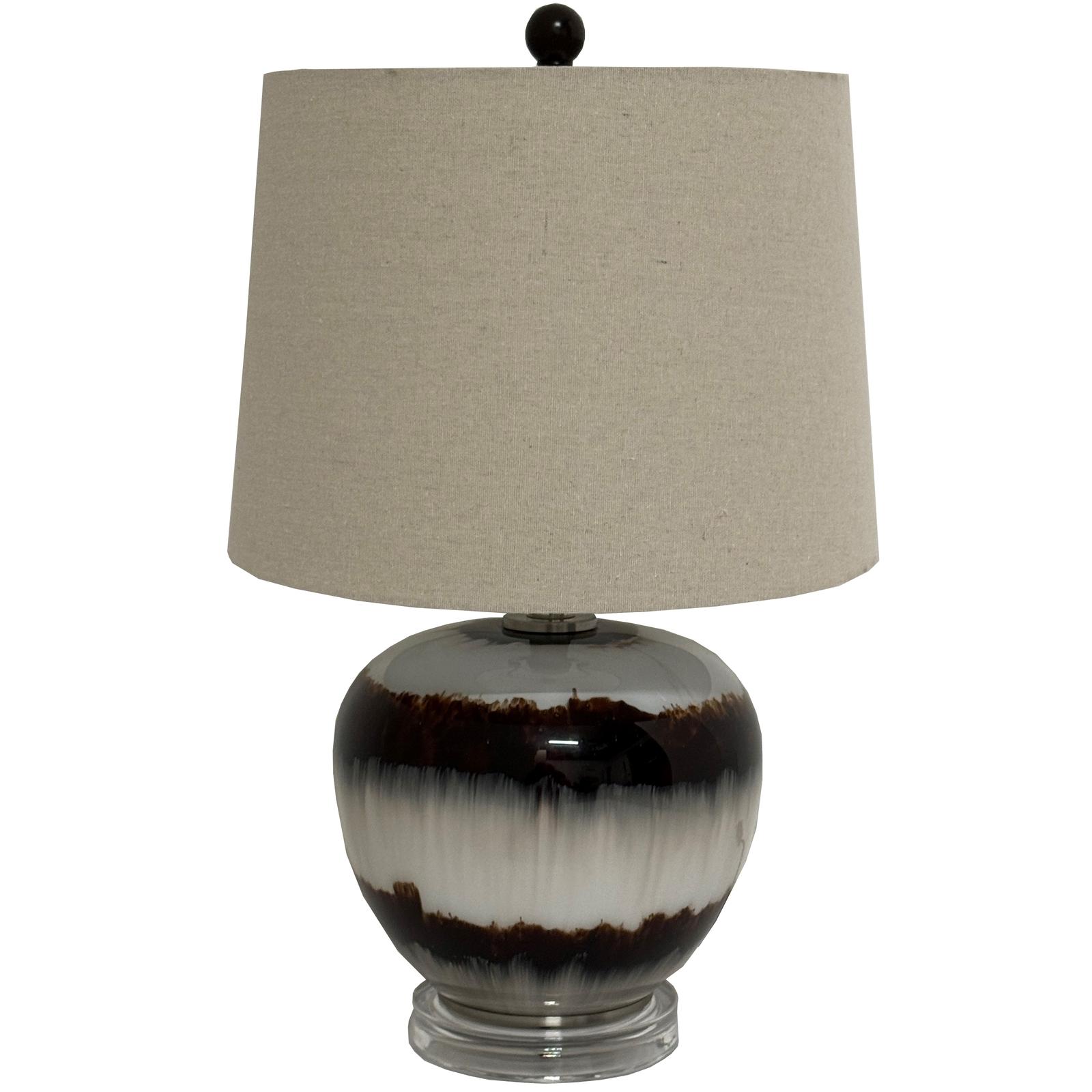 Sepia Shadows Squat Table Lamp With Linen Shade | Kaiku