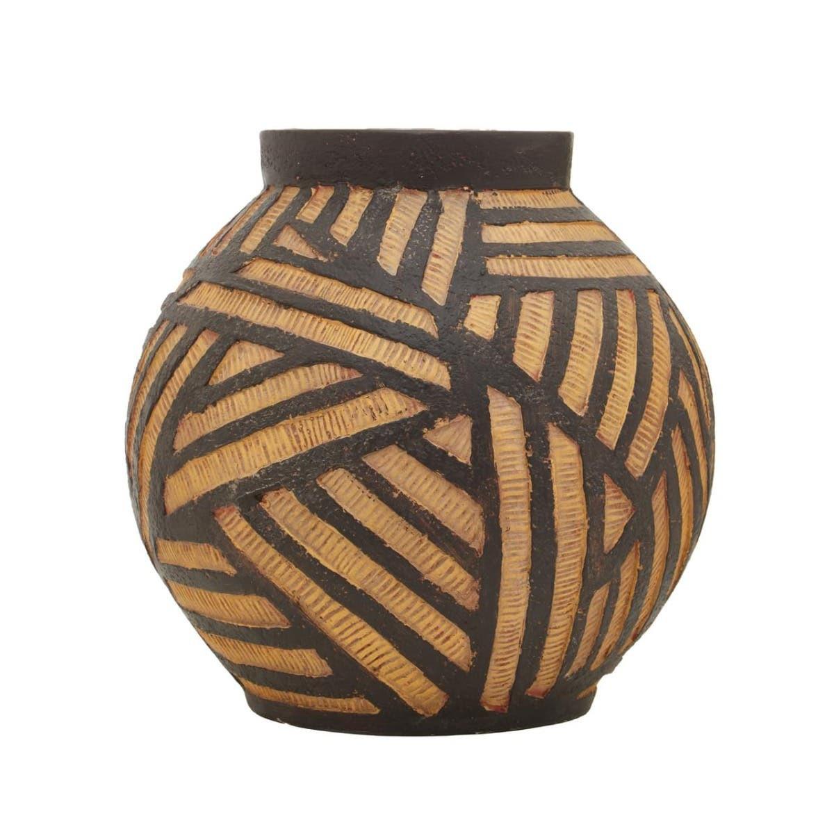 Darnell Round Natural And Black Vase | Kaiku