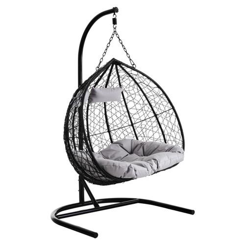 Goa Black Rattan Effect Double Hanging Chair | Kaiku