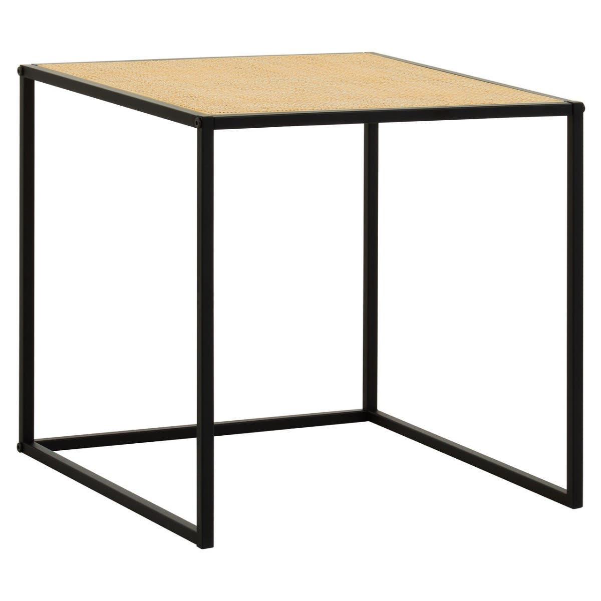 Depok Rattan and Metal Square Side Table | Kaiku