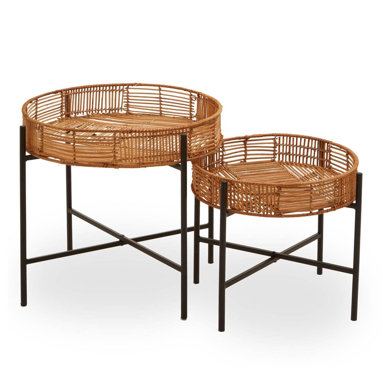 Batu Set Of 2 Natural Rattan Side Tables | Kaiku