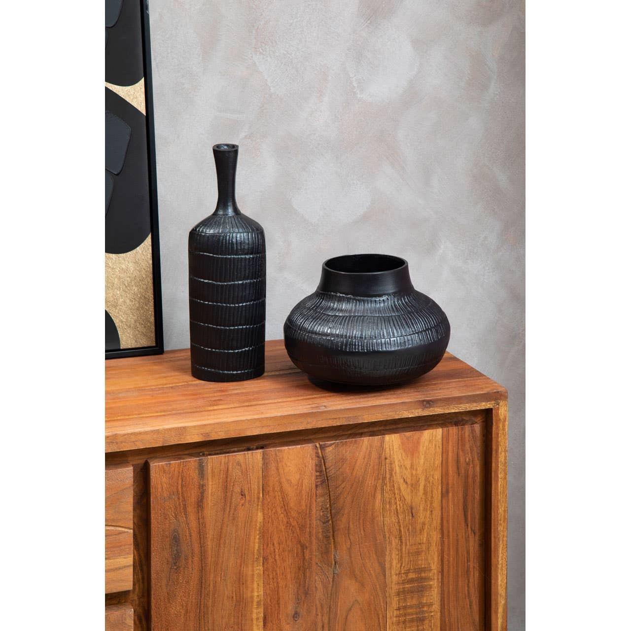 Deomali Black Finish Large Bottle Vase | Kaiku