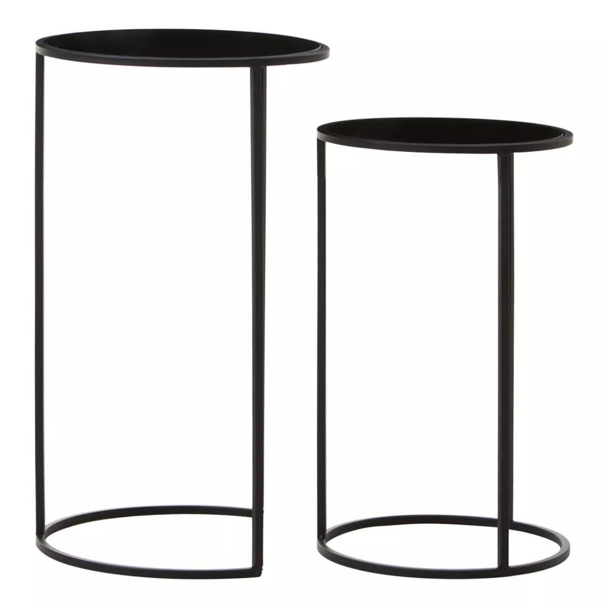 Avento Set Of Two Round Black Plant Stands | Kaiku