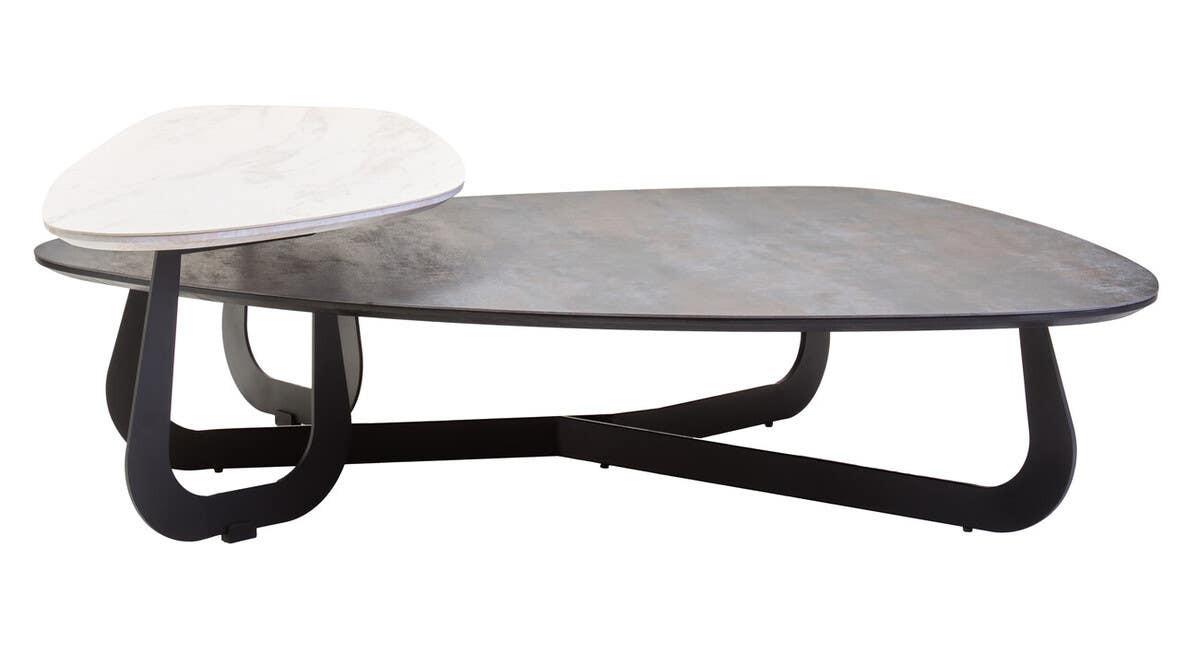 Imperia 2 Tier Large Asymmetrical Ceramic Coffee Table | Kaiku