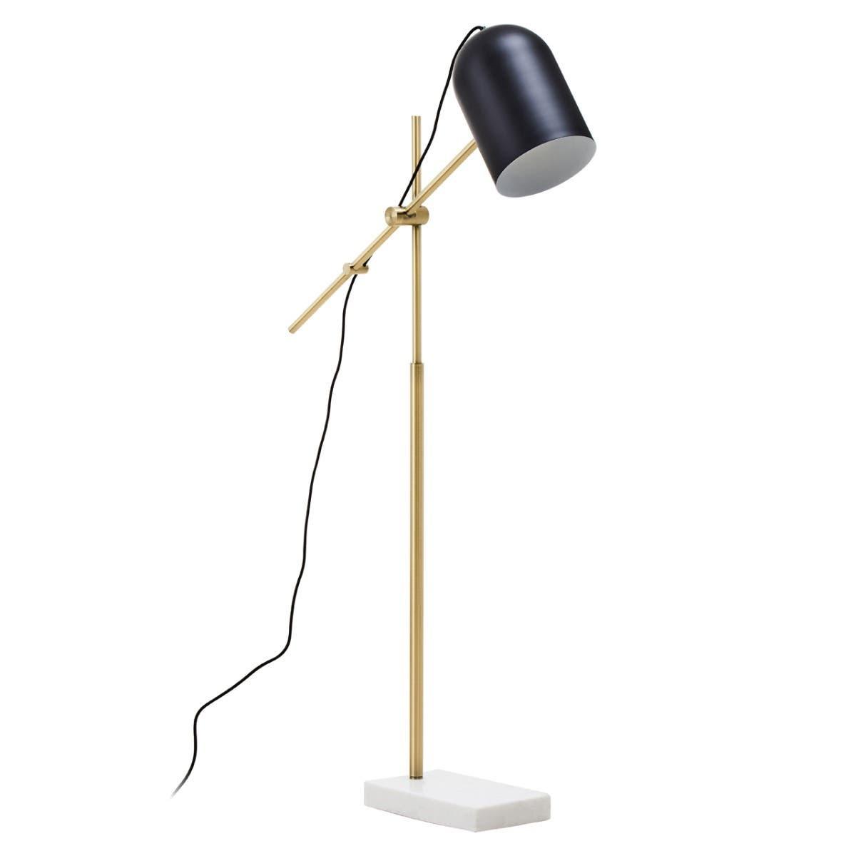 Equipoise Black and Brass Finish Floor Lamp with Marble Base | Kaiku