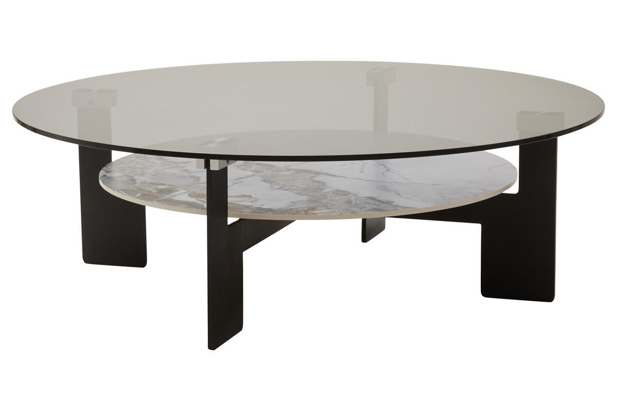 Imperia Round Grey Glass And Ceramic Large Coffee Table | Kaiku