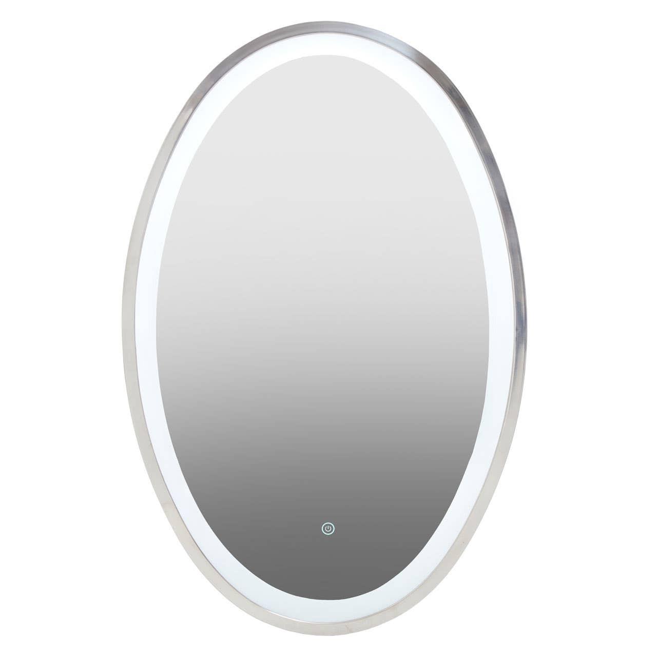 Avelino Illuminated LED Silver Oval Mirror | Kaiku