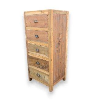 Tall Reclaimed Teak Chest of 5 Drawers | Kaiku